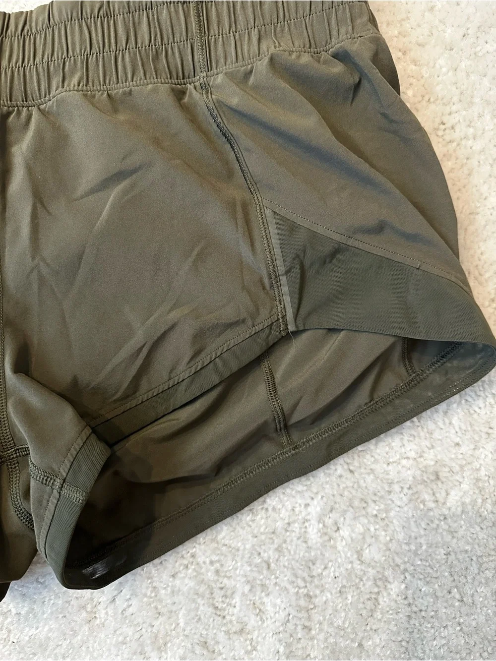 lululemon athletica Dark Olive Women's Athletic Shorts with Reflective Trim